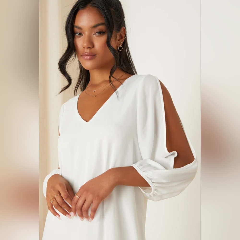 Lulus Shifting Dears Ivory Long Sleeve Dress